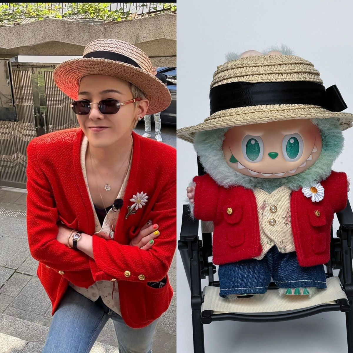 仅娃衣】GD红色西装草帽同款labubu1.2.3代娃衣仅娃衣不含娃马甲