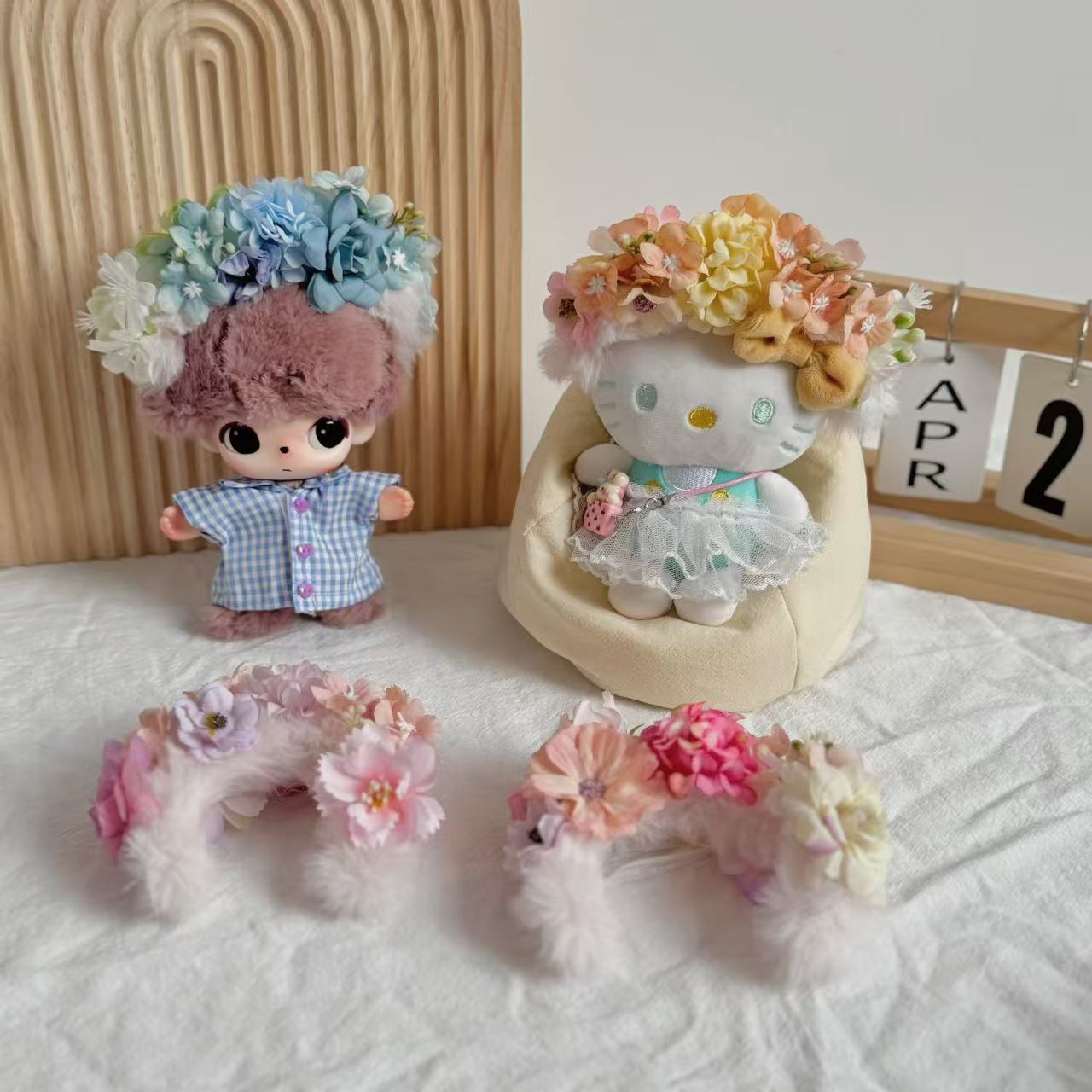 原创自制簪花头套头箍玩偶娃衣装饰Kitty拉布布dimmo换装配饰着