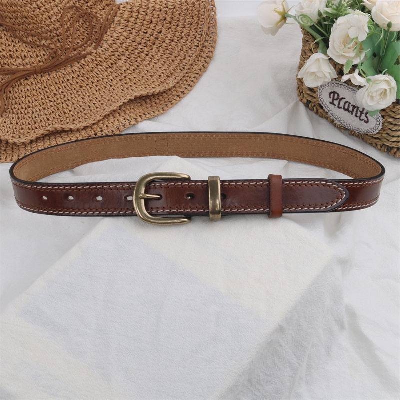 女士复古头层牛皮青古铜做旧皮带