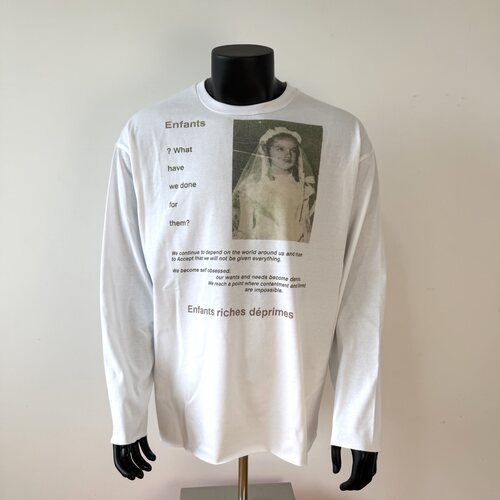 ENFANTS RICHES DÉPRIMÉS 26SS“圣女人像'撕边破坏下摆长袖T恤