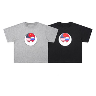 yeezy侃爷洛杉矶bully周边TS-07 YE LIVE旗帜印花logo小众短袖