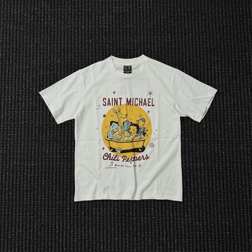 Saint Michael红辣椒乐队摇滚印花卡通复古做旧宽松男女短袖T恤潮