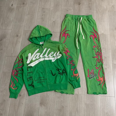 Vale Forever Inferno Zip Up Hoodie 贴布烫钻设计 青年卫衣卫裤