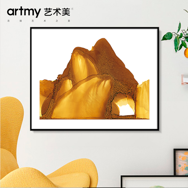 王俊森 新中式山脉山水抽象泼墨油画装饰画挂画书房客厅沙发壁画图片