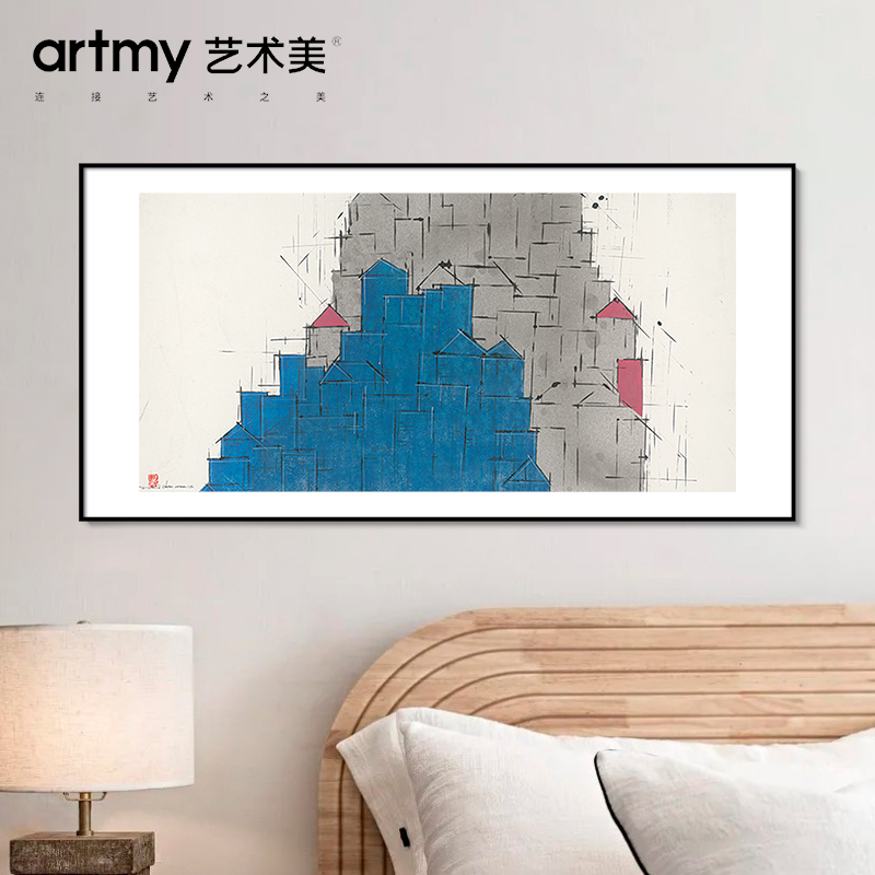 David Chan 工业风线条建筑抽象客厅装饰画卧室书房玄关水墨画图片