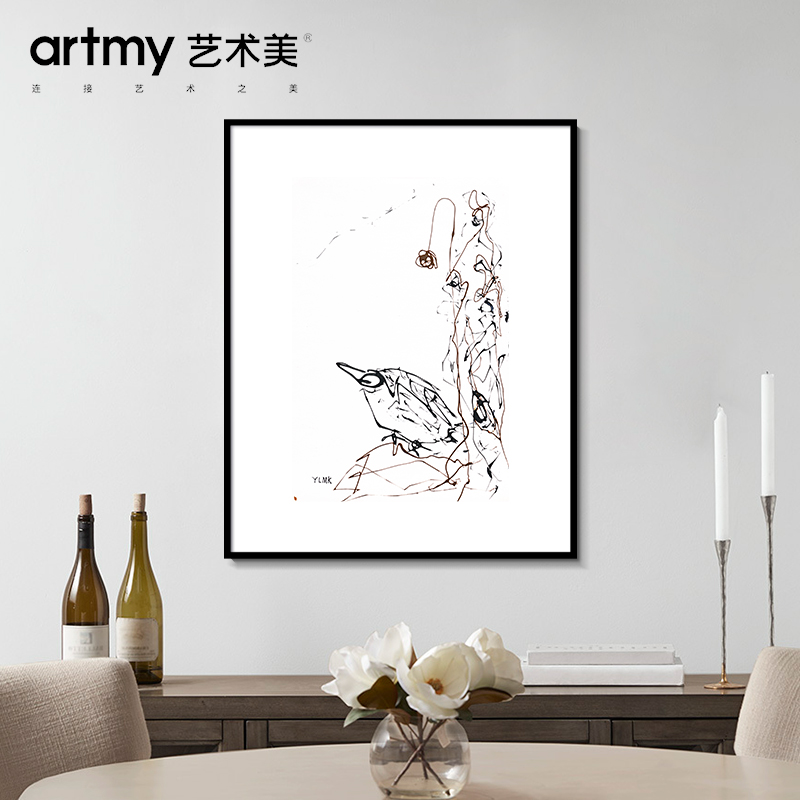 王俊森 极简玄关装饰画现代简约壁画抽象线条人物动物走廊油画图片