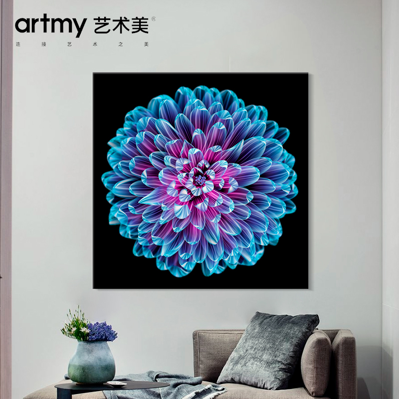 陈绽 简约现代玄关过道走廊抽象花卉挂画艺术装饰画红色蓝色壁画图片
