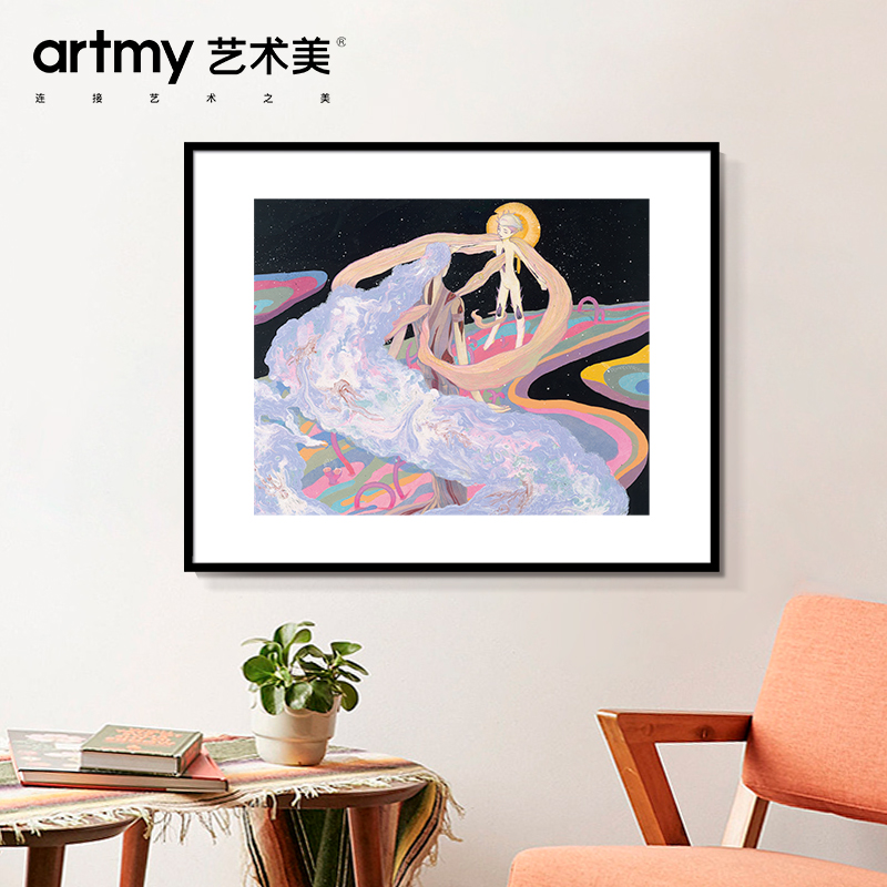 橙玉《吟唱生命之歌之五》抽象彩色人物装饰画客厅餐厅玄关壁画图片