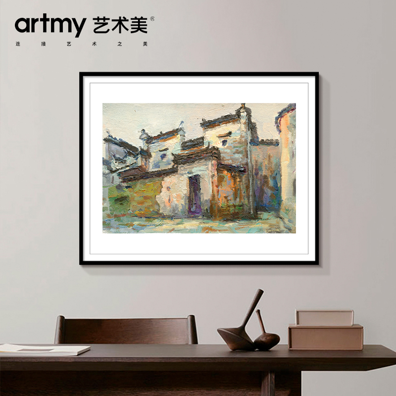 马捷 新中式入户玄关装饰画古风建筑挂画茶室书房客厅禅意壁画图片