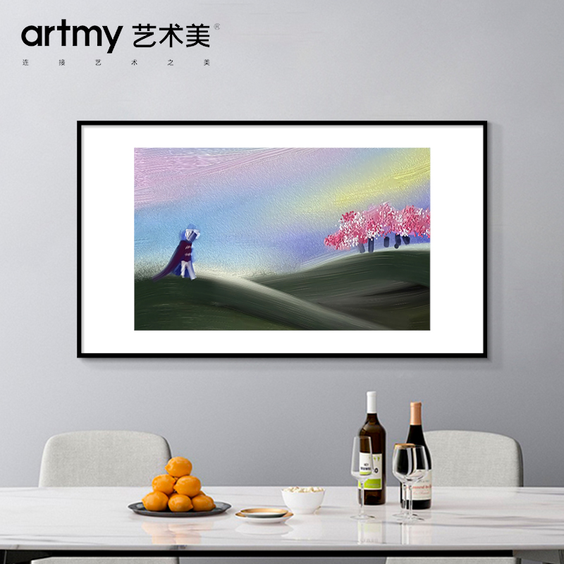 岳婷 樱花树植物花卉抽象风景装饰画客厅玄关挂画过道背景墙油画图片