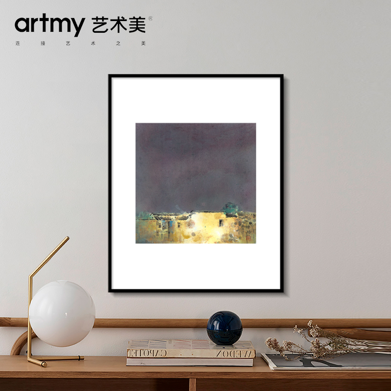得一  简约水墨中式建筑风景山水客厅玄关装饰画书房卧室床头挂画图片