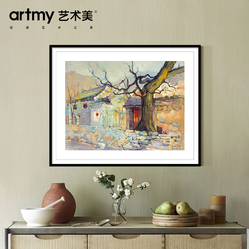 马捷 现代简约古风风景建筑小众装饰画禅意酒店民宿卧室床头挂画图片