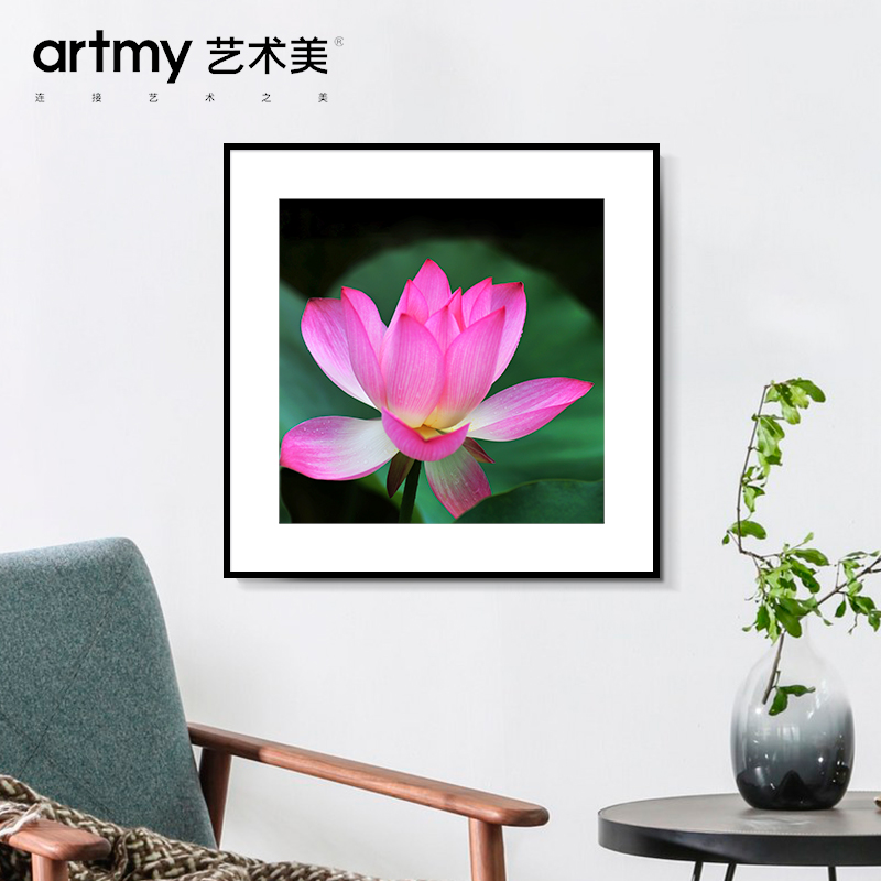 赖晨福 新中式禅意玄关装饰画淡雅荷花挂画中国风客厅玄关卧室画图片