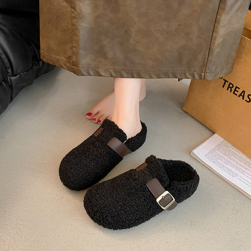 厚底毛毛拖鞋女外穿加绒棉拖鞋