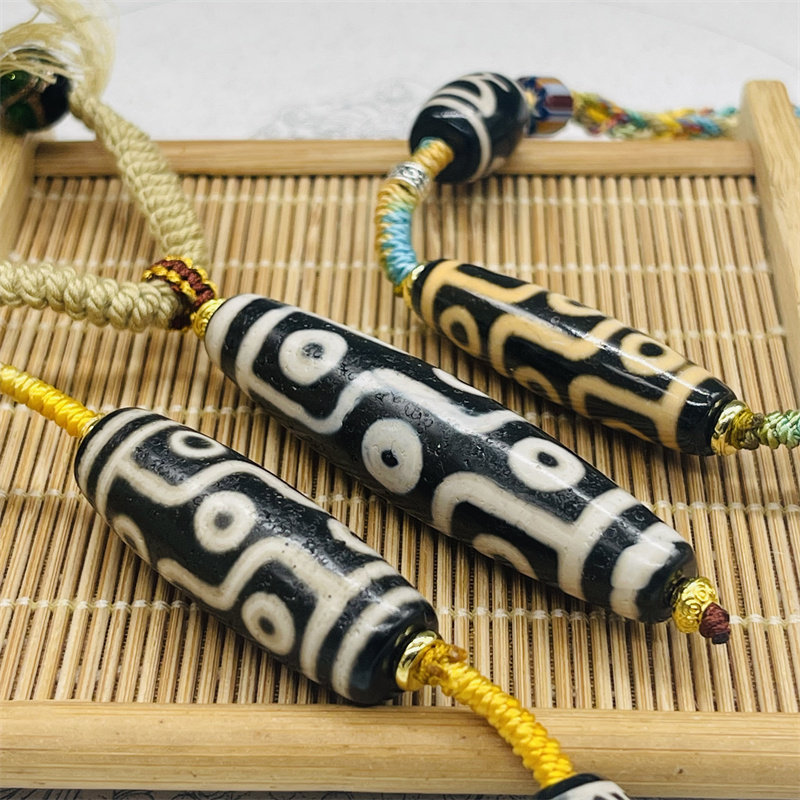 西藏旅游手工精编金刚绳挂绳藏式横穿九眼做旧老天珠项链项坠吊坠