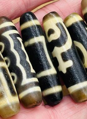 保真西藏天然玛瑙老天珠牙黄50长