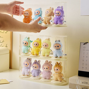 迷你拉布布展示盒labubu心底密码展示柜架搪胶娃娃透明防尘收纳盒