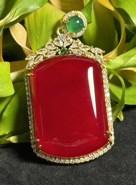 wsph06-2 天然玉石珠宝高冰高透玛瑙玉髓凤血红无事牌吊坠