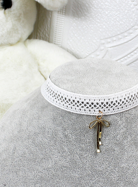 白蕾丝锁骨链原创小众项链项圈choker蝴蝶结可爱甜妹棉质少女日系