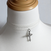 蕾丝十字架日系修女甜心项链锁骨链choker颈饰颈环甜美少女复古