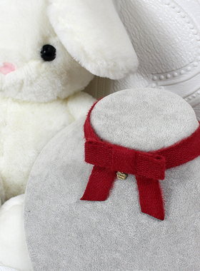 酒红色圣诞节饰品毛绒毛线秋冬choker项链项圈锁骨链颈饰颈环纯欲