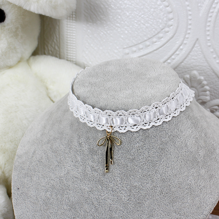 十字架白色蕾丝choker项链项圈