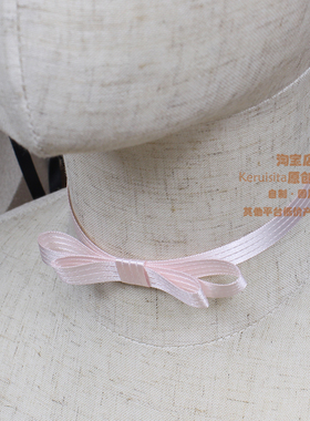 日制高光泽缎带丝带粉色锁骨链项链chocker小众miu系龙心复古少女