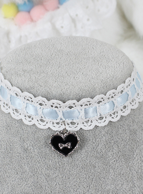 蕾丝爱心蝴蝶结项圈巴洛克中古粉白蓝黑锁骨链项链choker甜美少女