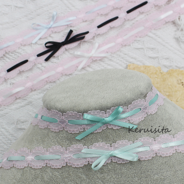 原创粉色蕾丝蝴蝶结choker项链锁骨链Lolita日系少女芭蕾复古黑白