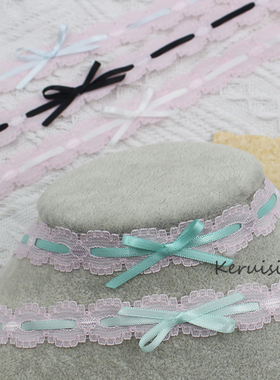 原创粉色蕾丝蝴蝶结choker项链锁骨链Lolita日系少女芭蕾复古黑白