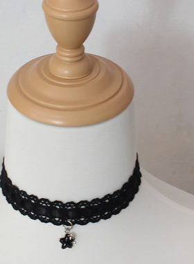 黑白蕾丝心形星星choker颈饰颈环项链花边Lolita复古甜美简单少女