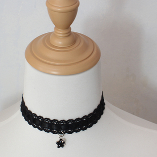 黑白蕾丝心形星星choker颈饰颈环项链花边Lolita复古甜美简单少女