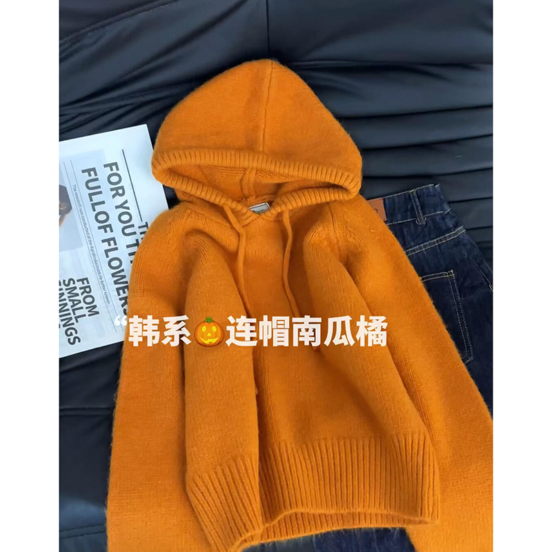 韩系连帽套头毛衣加厚针织衫上衣