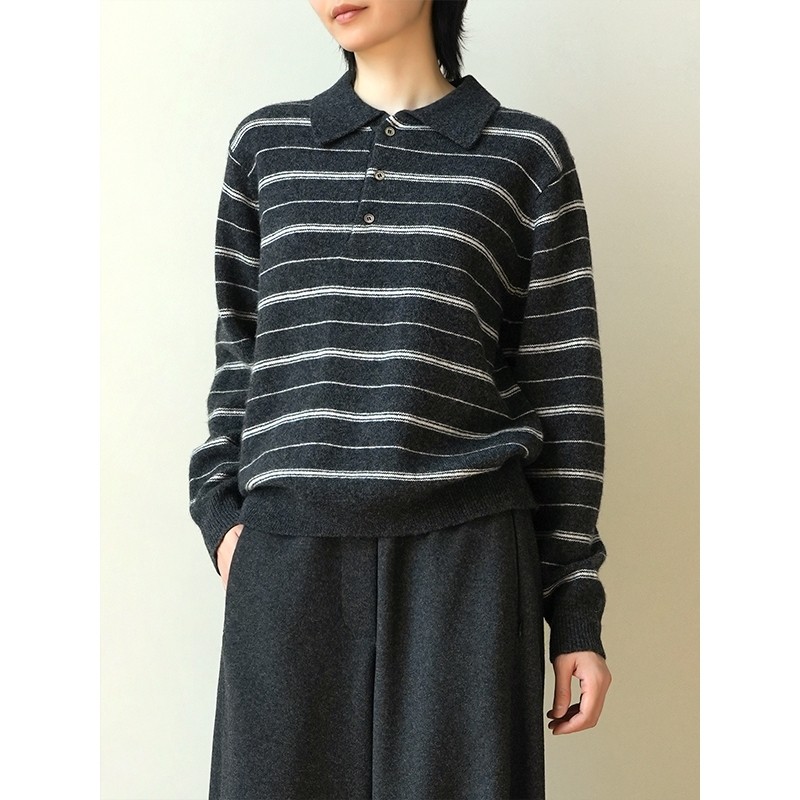 老钱风polo领针织衫宽松软糯毛衣