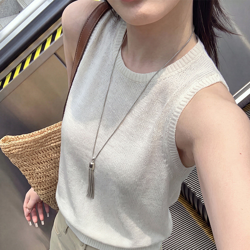 极简针织无袖背心女外穿上衣出游