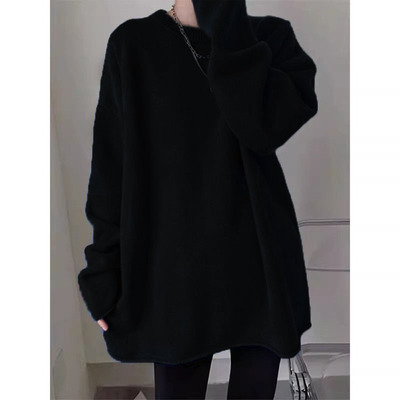 中长款圆领毛衣慵懒宽松针织衫厚