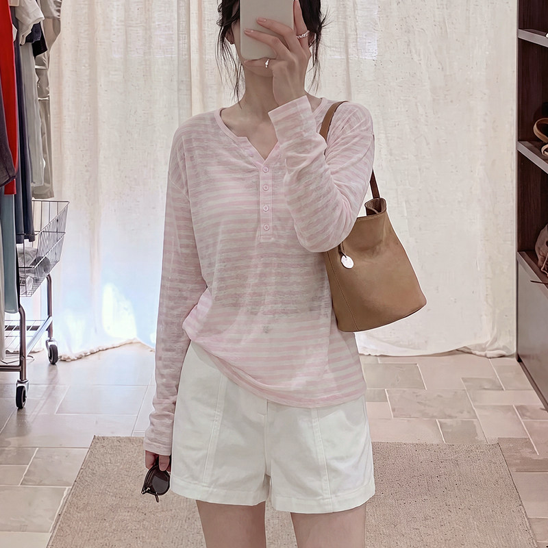 亨利领防晒罩衫轻薄款长袖t恤女