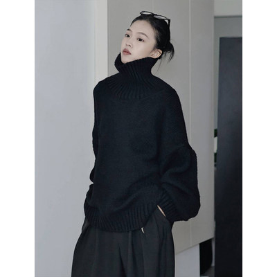 高级感高领毛衣慵懒宽松针织衫厚