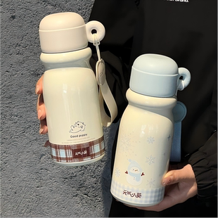 可爱小猫保温杯女生高颜值316不锈钢水杯带吸管便携杯子一杯三用