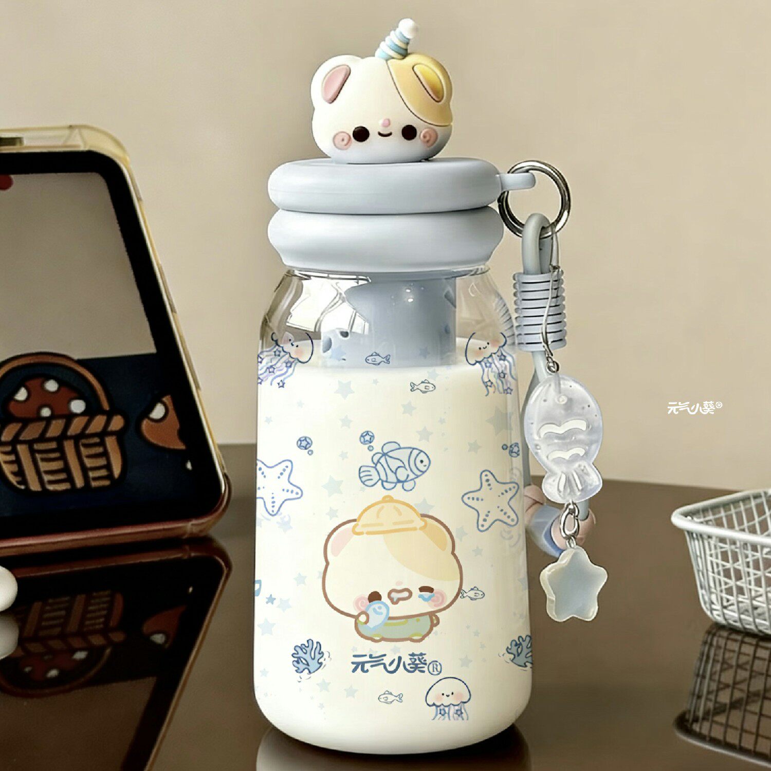 可爱小猫tritan水杯女生高颜值2026新款大容量杯子带吸管塑料杯