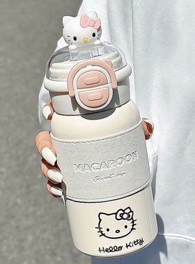 hellokitty保温杯大容量学生高颜值水杯带吸管316不锈钢杯子可爱