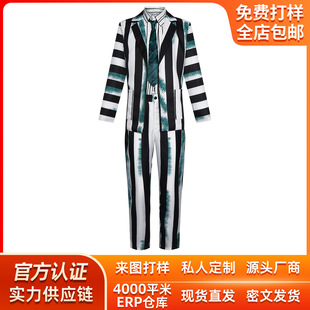 阴间大法师cos服甲壳虫汁迈克尔基顿绿黑白条纹舞台表演服