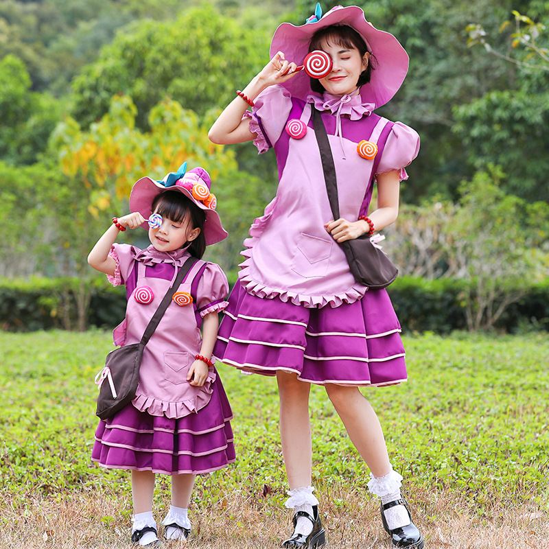 万圣节儿童cosplay游戏角色服装糖果女巫璐璐紫色蛋糕连衣裙cos服