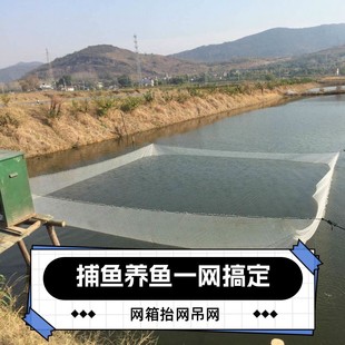 尼龙抬网养鱼网箱式抬网鱼池吊网养鱼网存网地网自动抬网