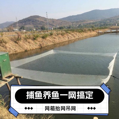 尼龙抬网养鱼网箱式抬网鱼池吊网养鱼网存网地网自动抬网