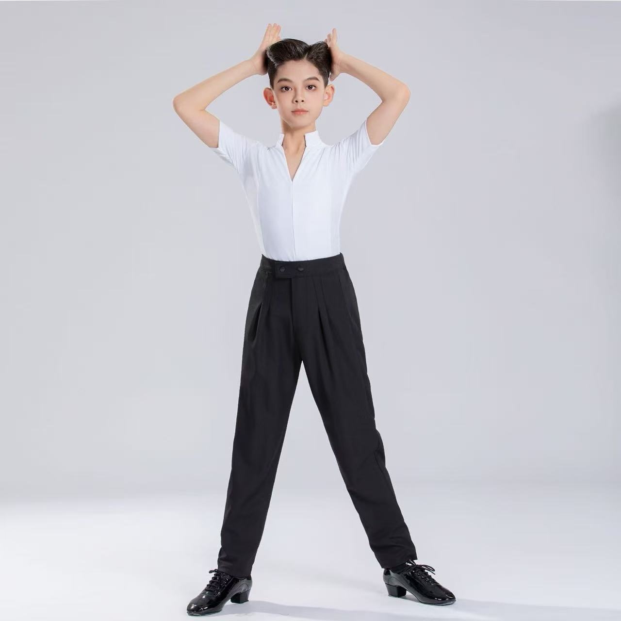 男少儿拉丁舞服套装秋季新款小脚练功裤摩登舞裤子国标舞练功服