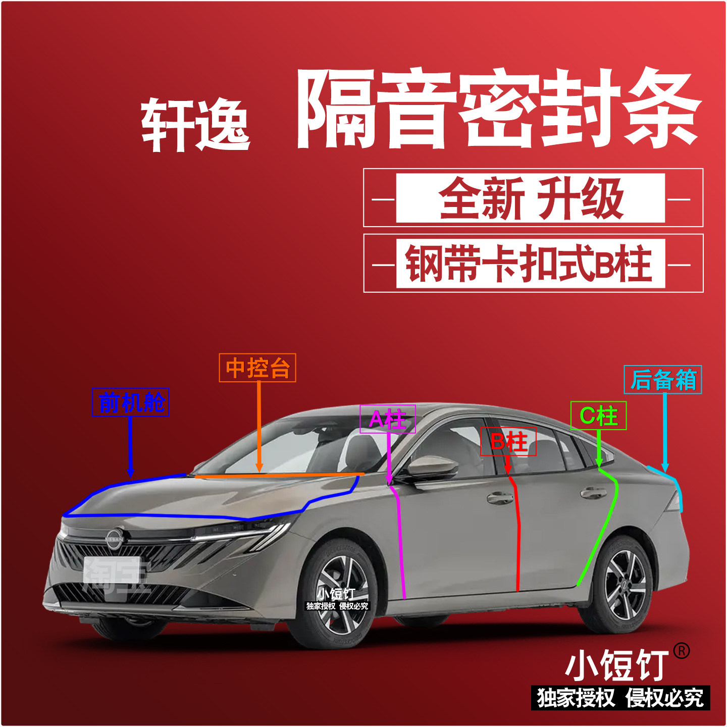 日产轩逸隔音密封条ABC柱卡式车用密封胶条
