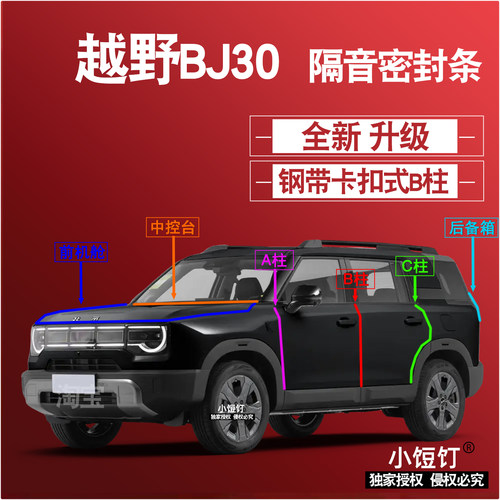 北京越野BJ30隔音密封条ABC柱卡式中控台前机舱后备箱配件改装饰