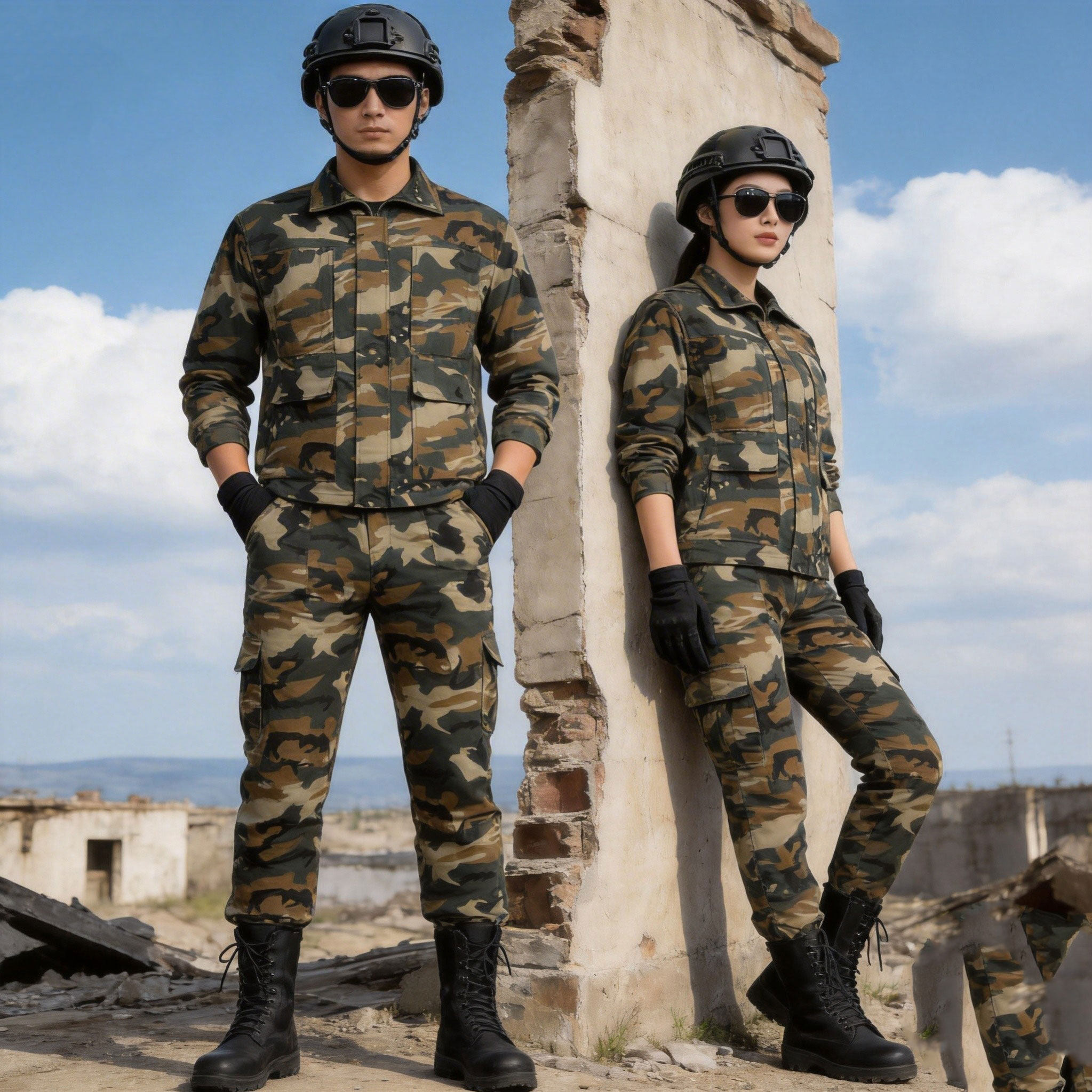 工作服套装男士户外耐磨宽松版型弹力网格大码工作服建筑汽修工装