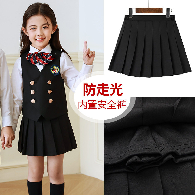 女童半身裙百褶裙韩版2024年新款儿童百搭学院风短裙小学生校服